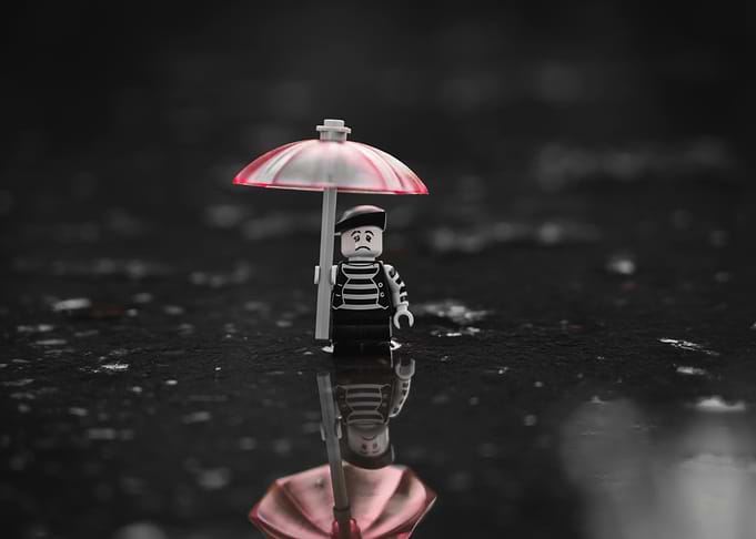 Lego Figure with Umbrella