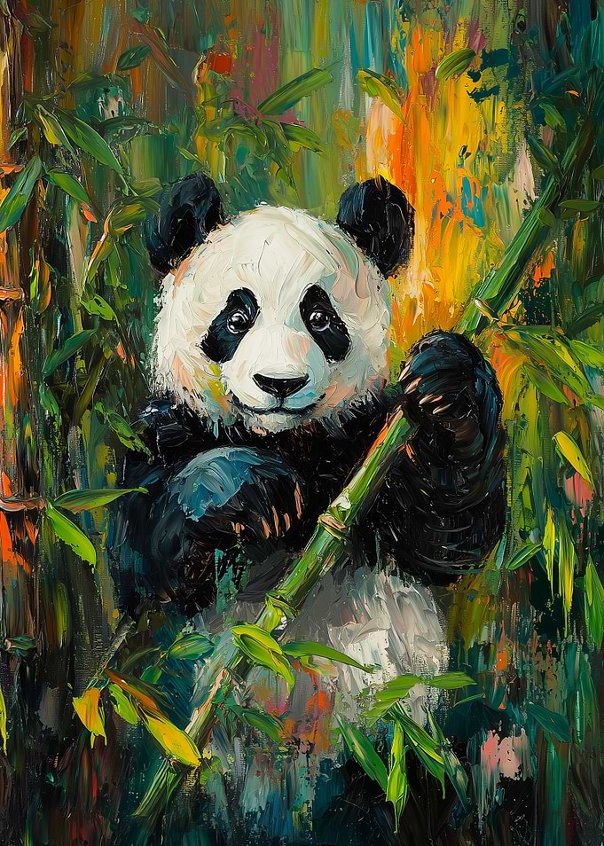 Panda in Bamboo Forest