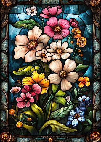 Stained Glass Floral Bouquet