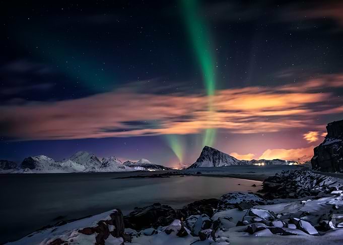 Northern Lights Over Mountains