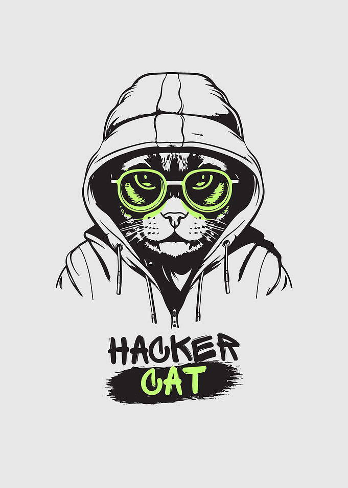 Hacker Cat Illustration