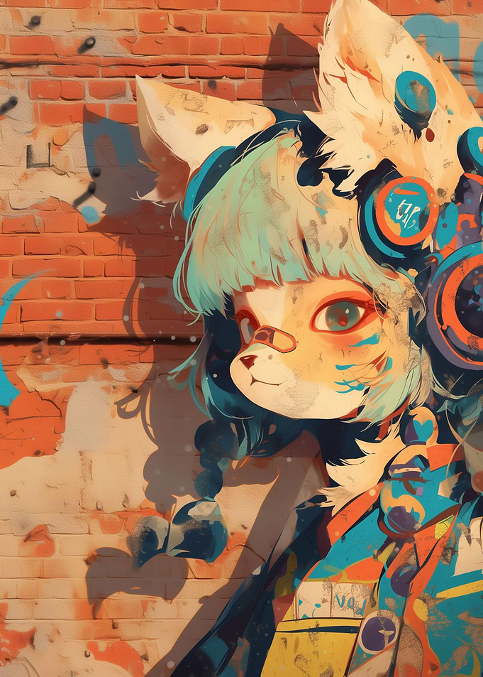 Anime Fox Girl Graffiti