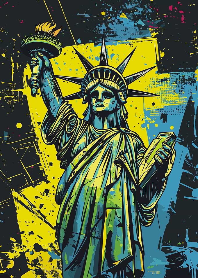 Statue of Liberty Graffiti Skull Art