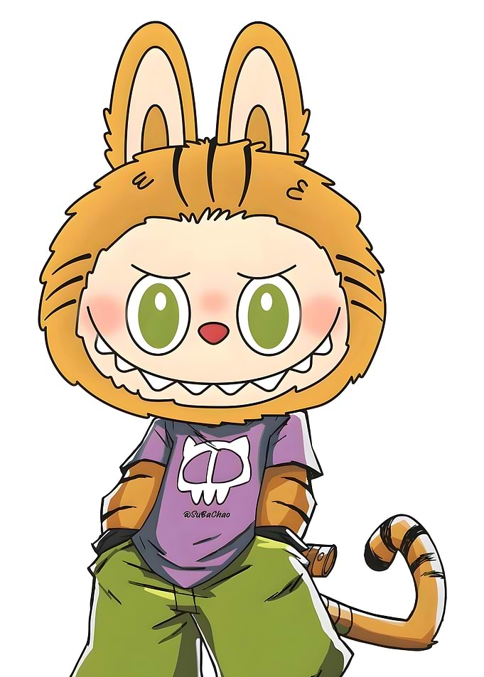 Tiger Character Illustration. labubu wallpaper. labubu doll, labubu cartoon