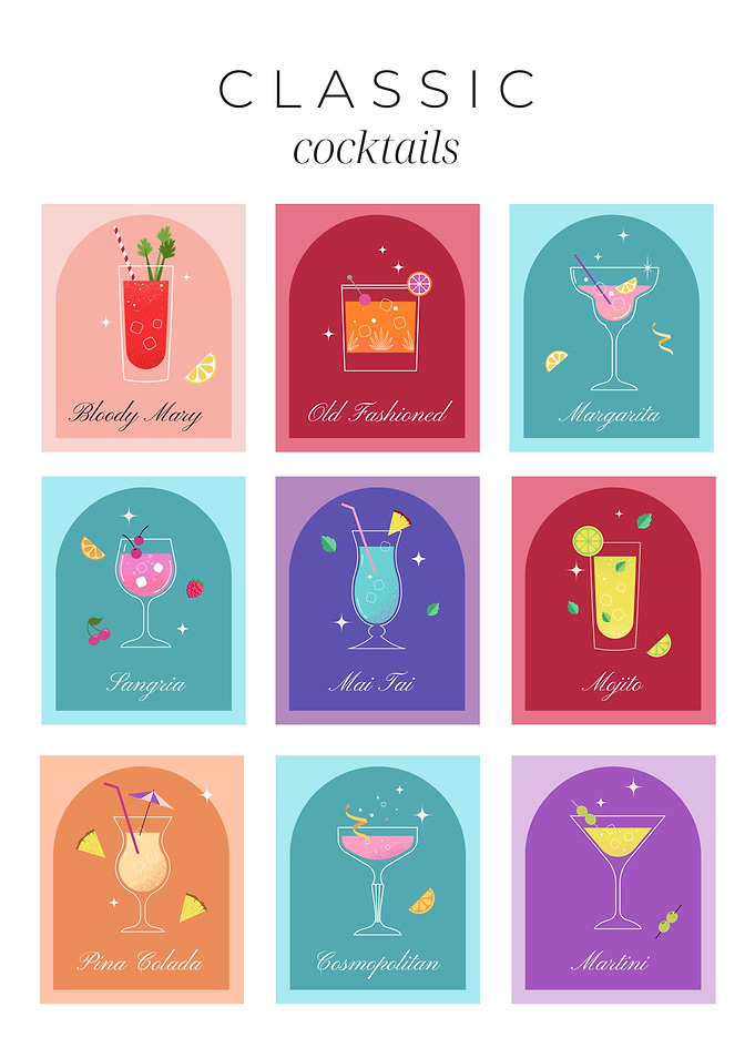 Classic Cocktails Illustration