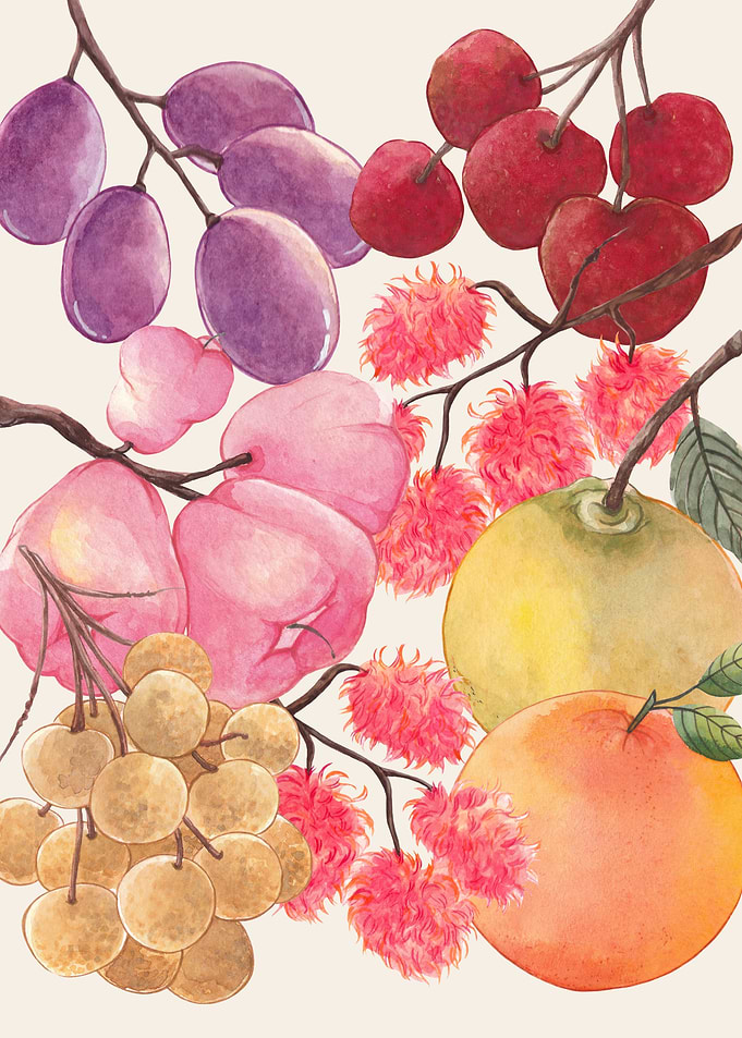 Watercolor Fruit Bouquet