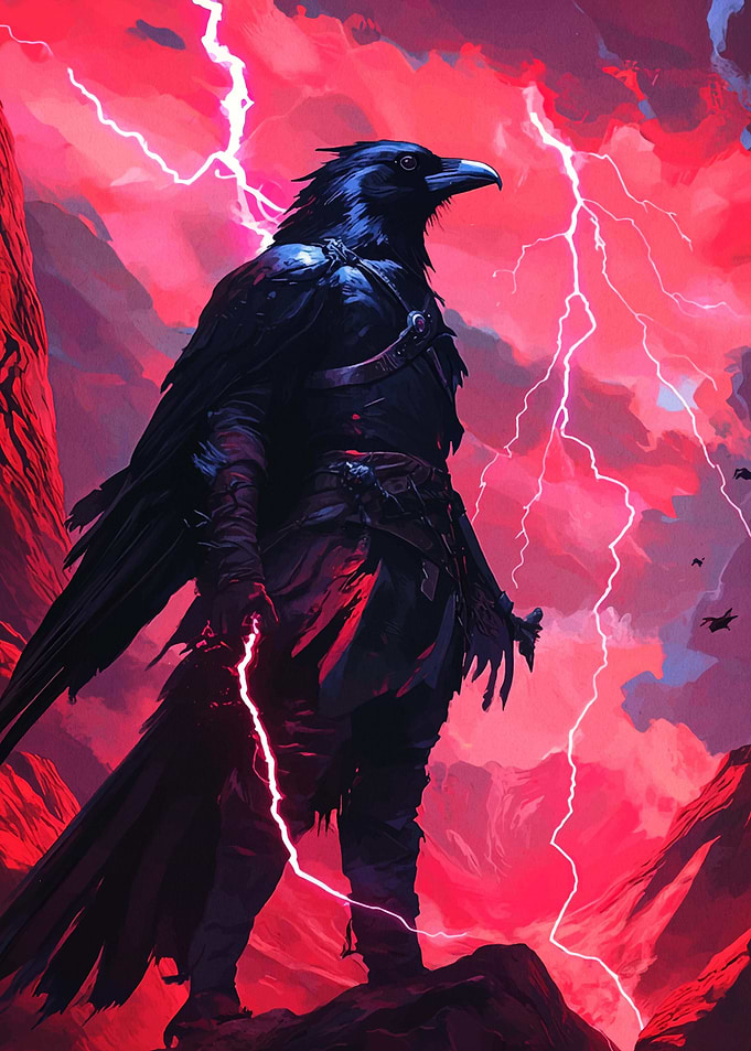 Raven with Lightning