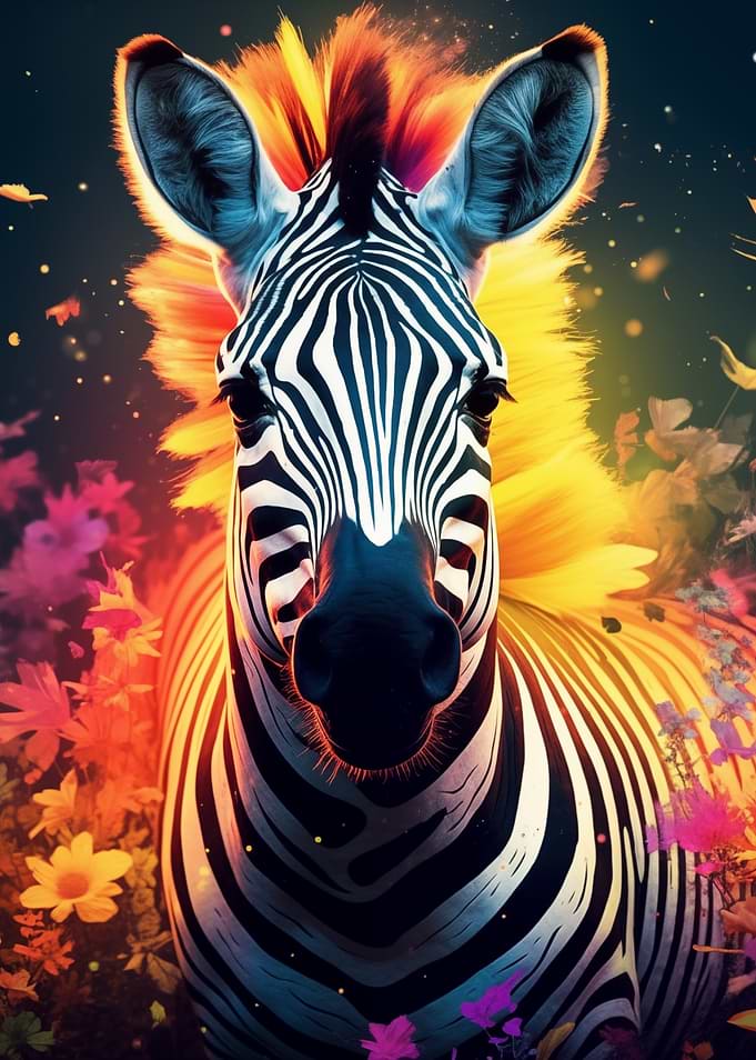 Colorful Zebra Portrait