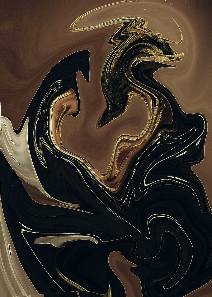 Abstract Swirls in Gold and Black