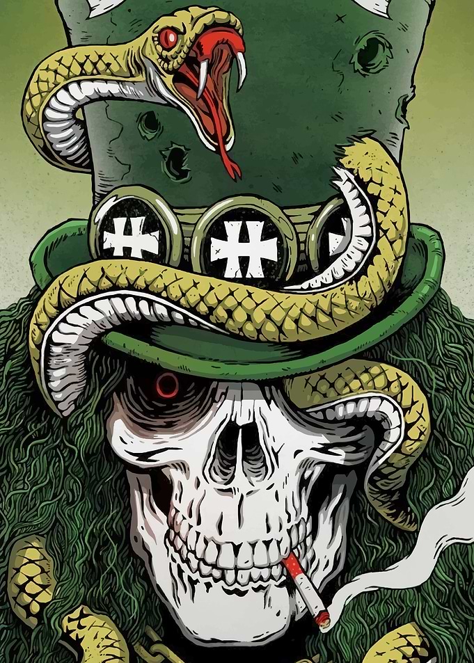 Skull with Snake and Hat