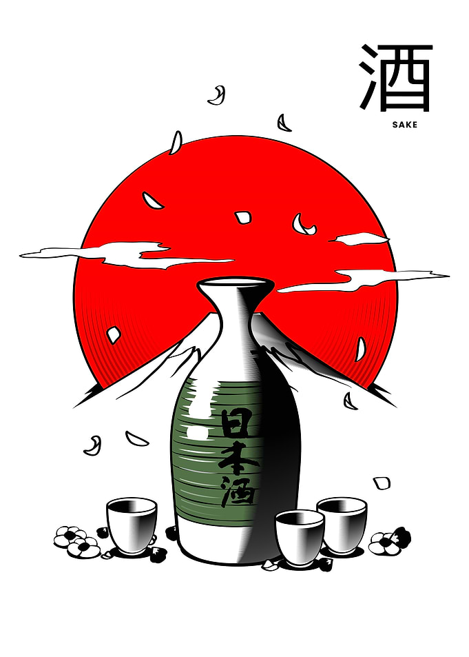 Sake Bottle and Cups