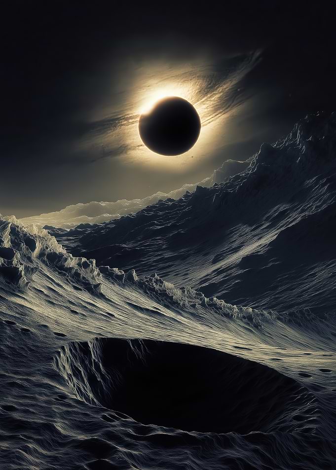 Solar Eclipse Over Alien Landscape