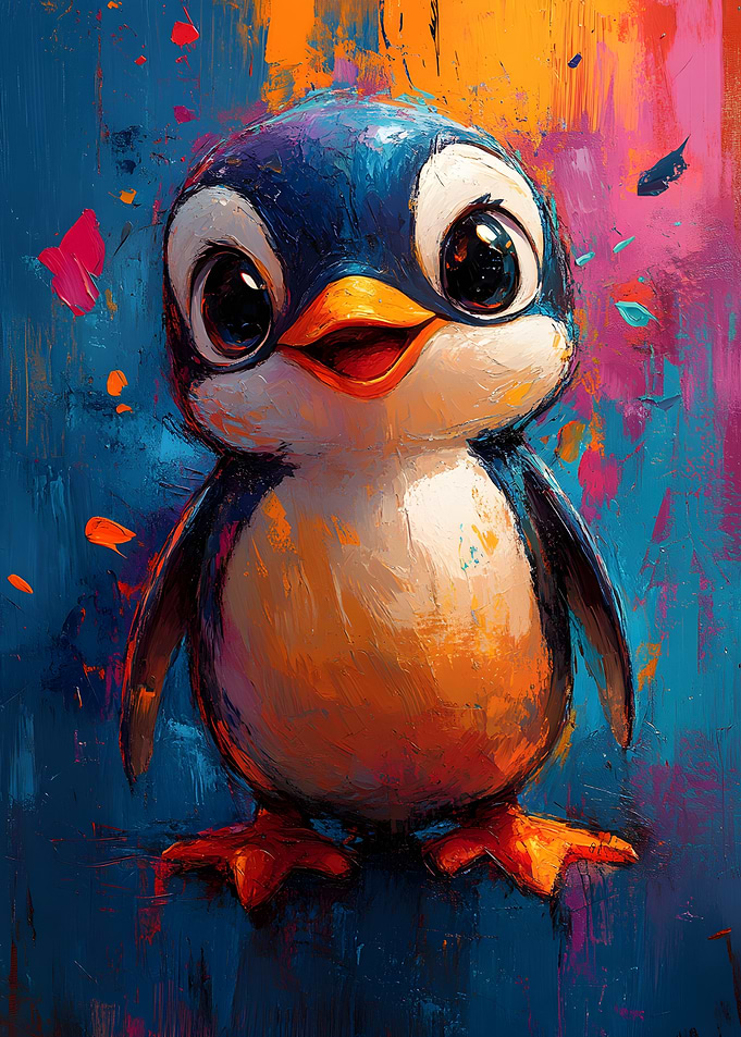 Smiling Penguin Oil Painting
