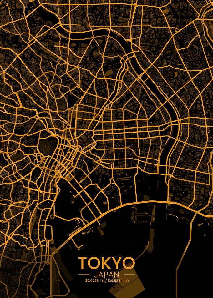 Golden Tokyo City Map