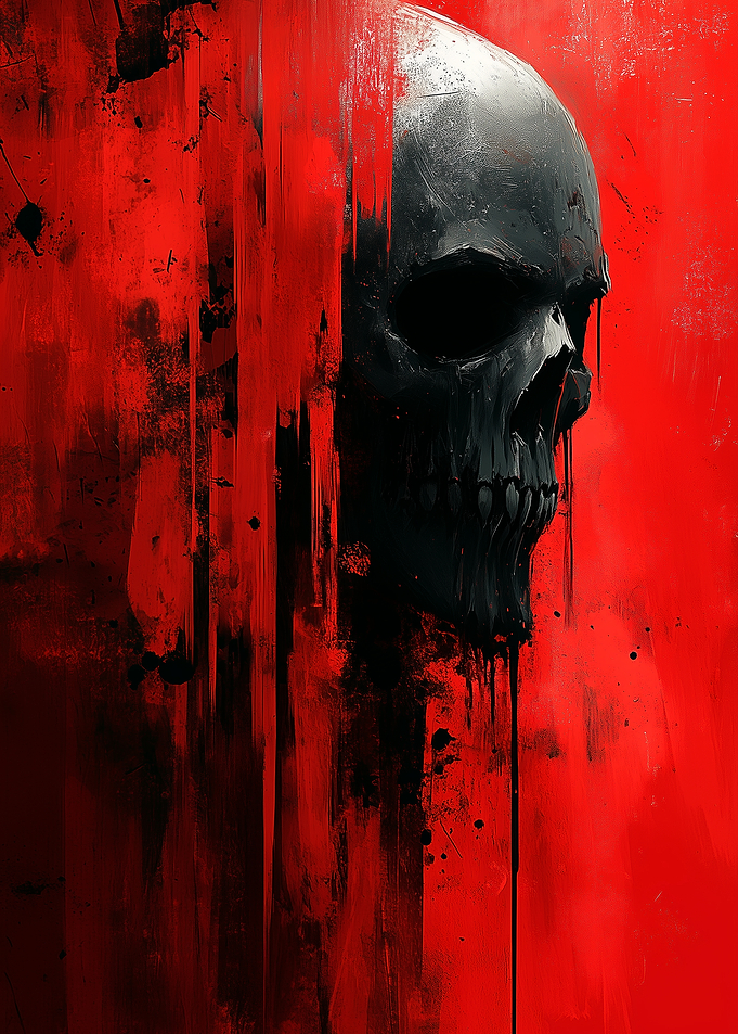 Black Skull on Red