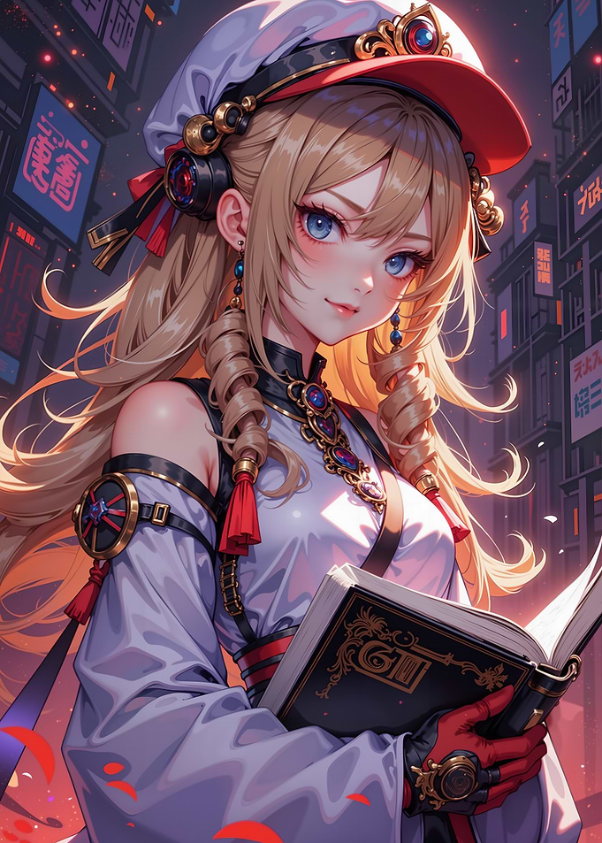 Anime Girl with Book