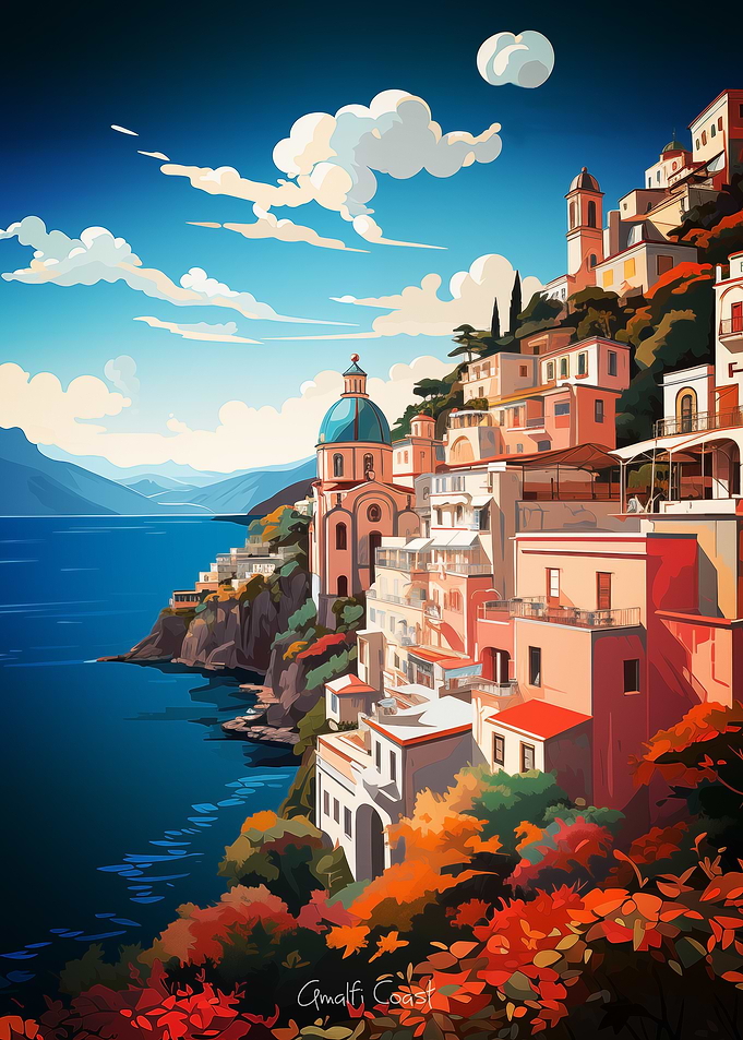 Amalfi Coast Oil Painting