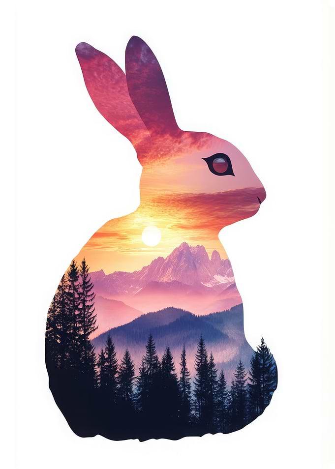 Sunset Rabbit Silhouette