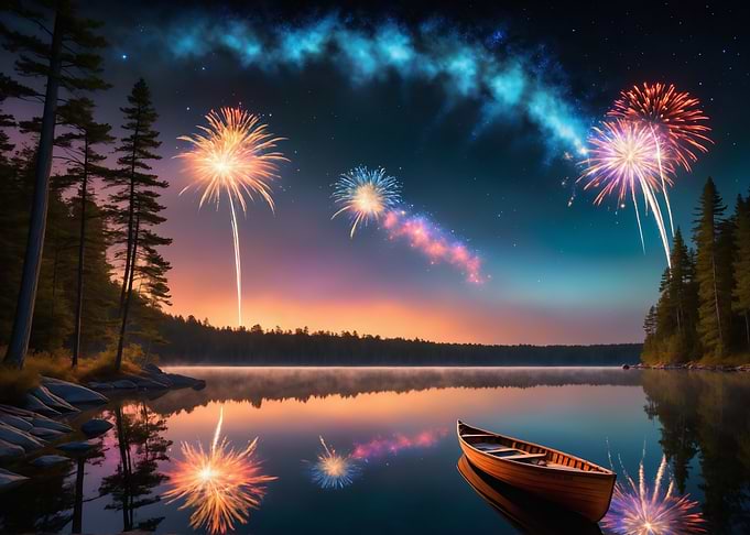 Fireworks Over Lake