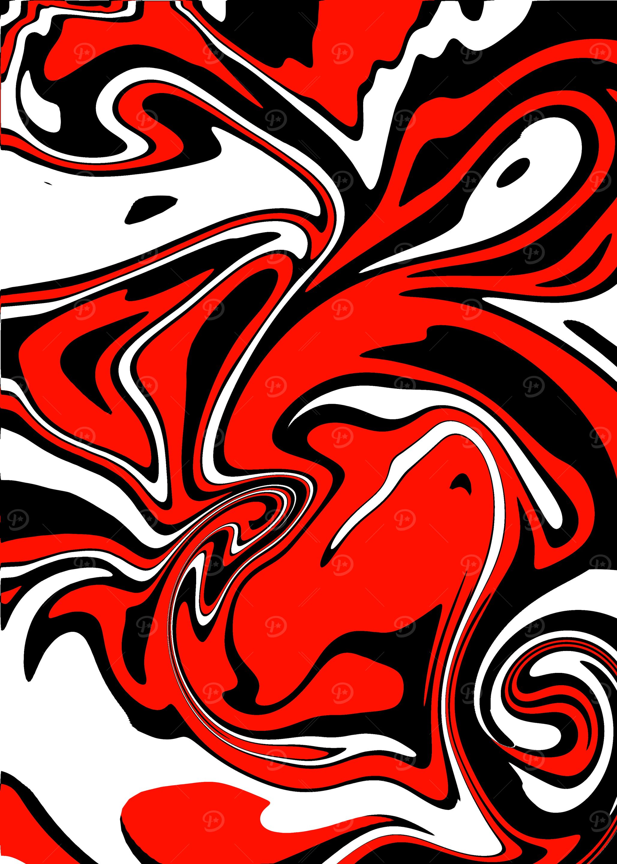 Abstract Red Black White Swirl