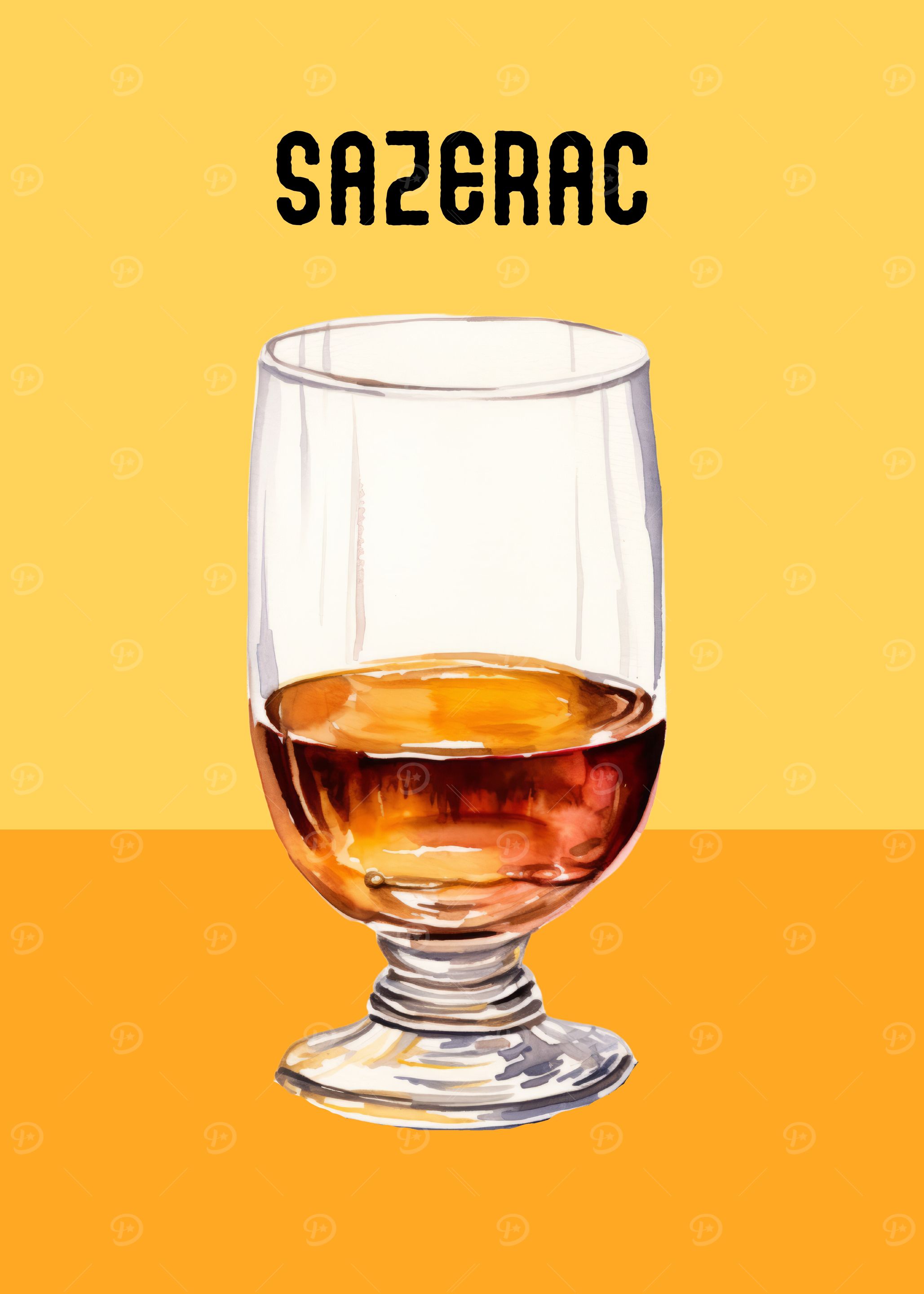 Sazerac Cocktail Poster | Classic Bar Wall Art | Sazerac Cocktail Illustration