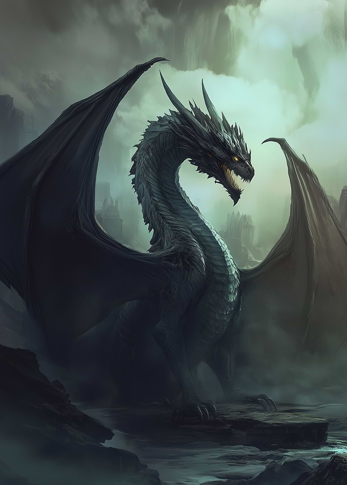Black Dragon Fantasy Art