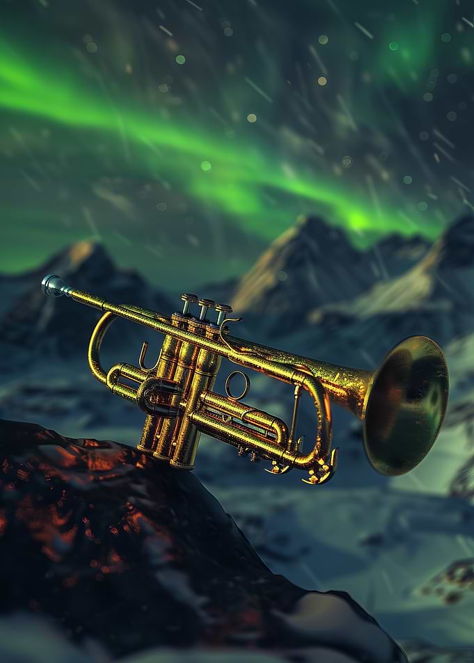 Trumpet Under Aurora Borealis