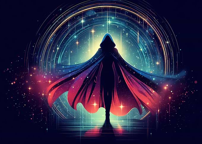 Silhouette in Cosmic Portal
