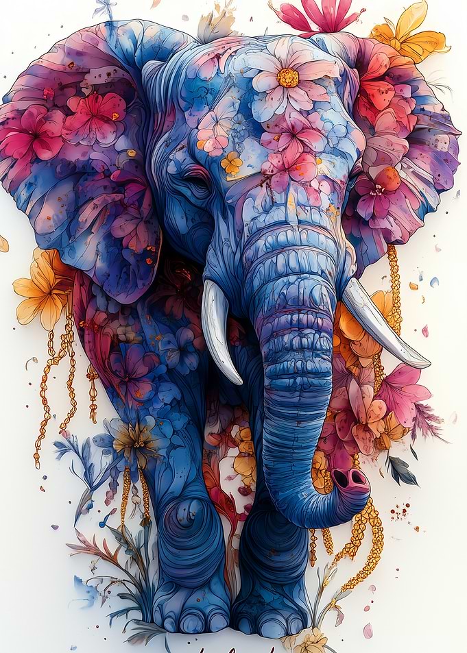 Floral Elephant Art
