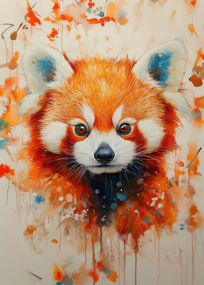 Red Panda Watercolor Portrait