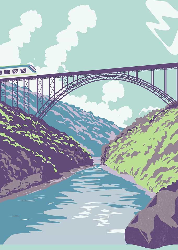 Train Crossing Bridge
