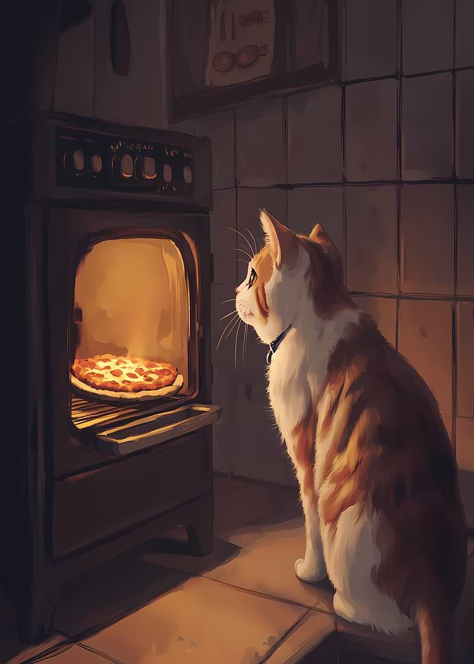 Cat Watching Pizza Bake