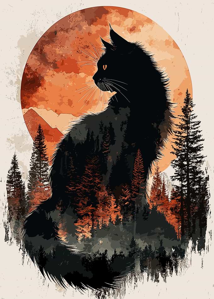 Maine Coon with Moon
