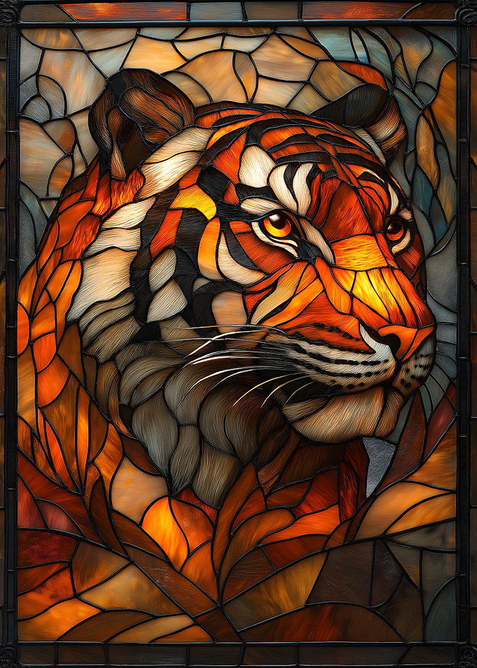Stained Glass Tiger Artwork
