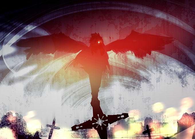 Angel with Red Wings