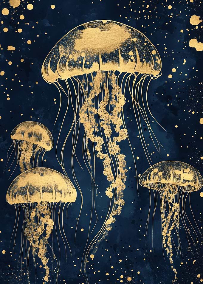 Golden Jellyfish Abstract