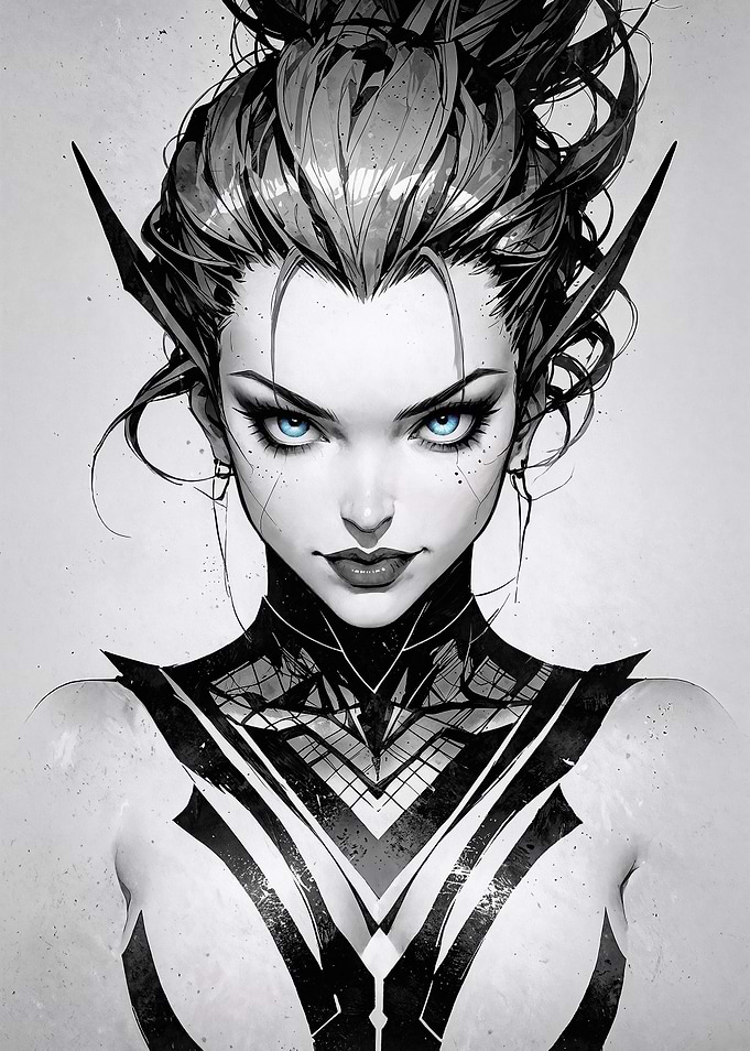 Black and White Female Portrait