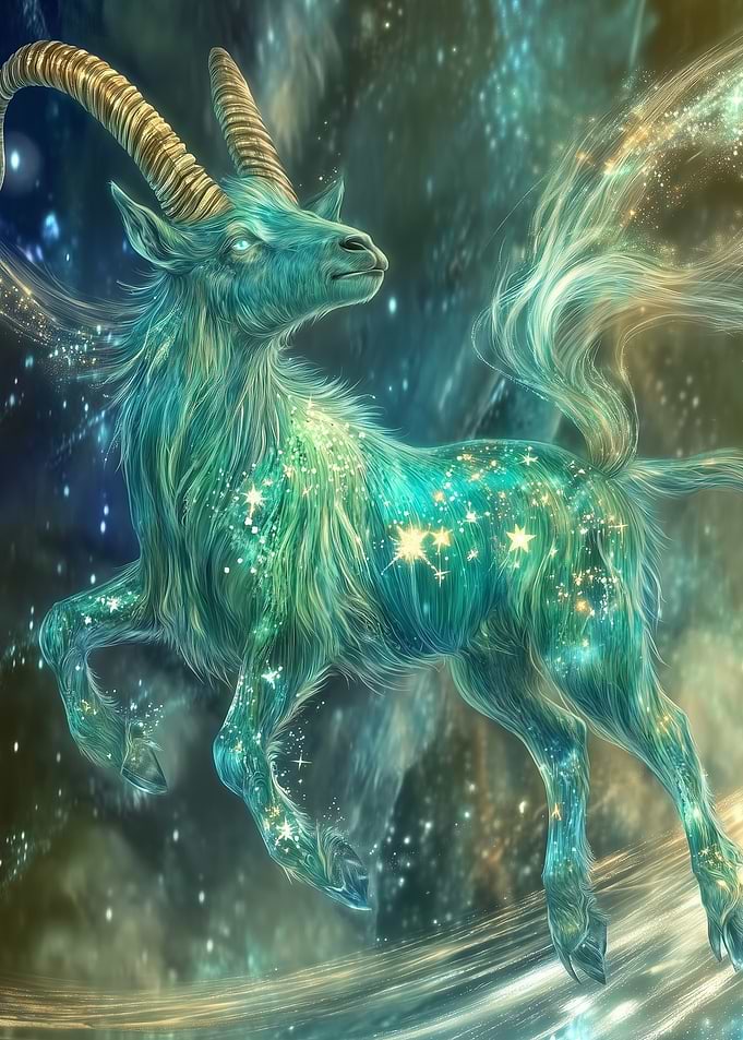 Capricorn Zodiac Sign Mystical Dream Metal Poster