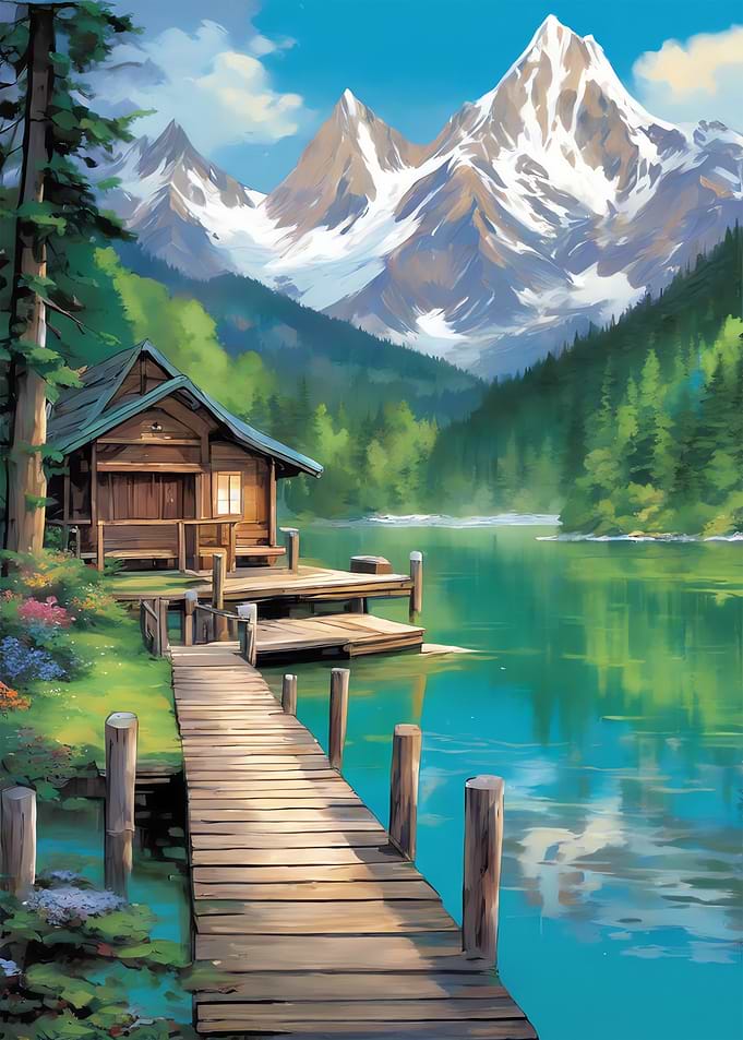 Mountain Cabin by the Lake