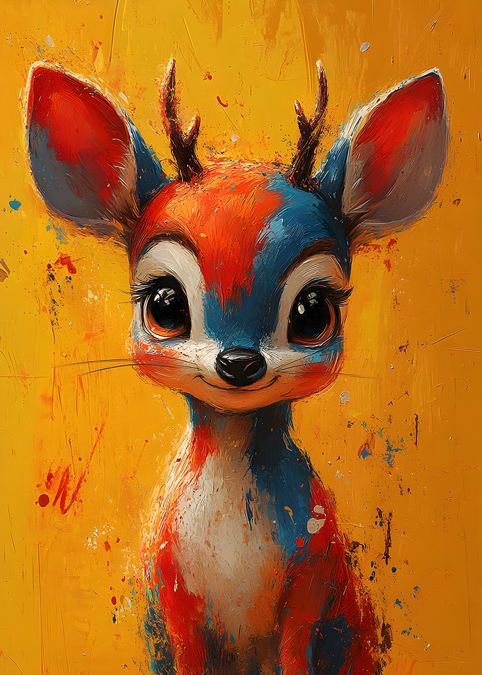 Cute Deer Oil Painting