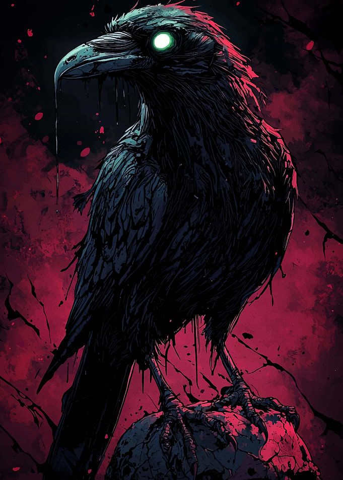 Dark Raven on Skull