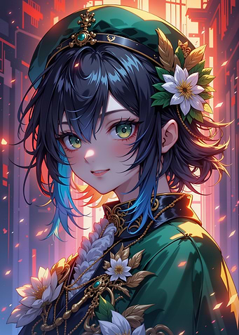 Anime Girl with Green Hat