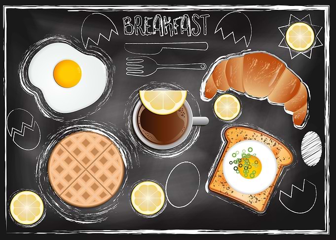 breakfast menu with chalkboard