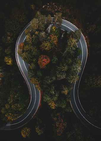 Aerial View Winding Road