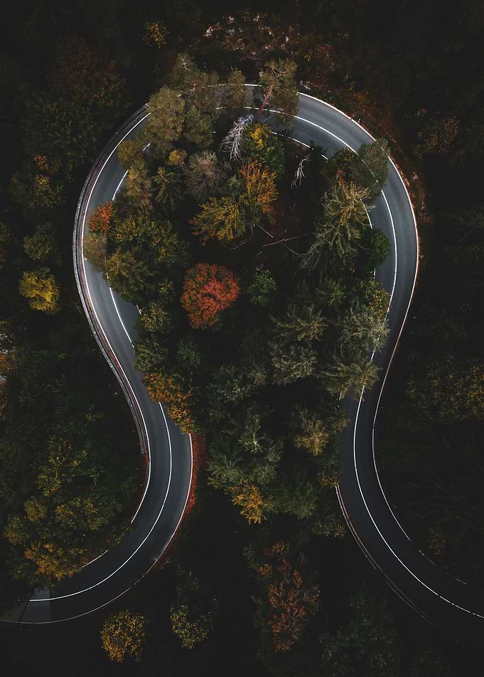 Aerial View Winding Road