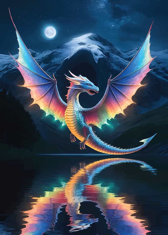 Rainbow Dragon Fantasy Art