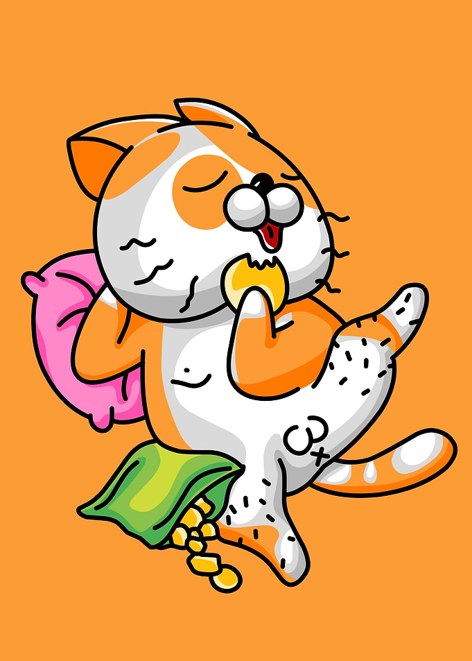 Cat Eating Chips