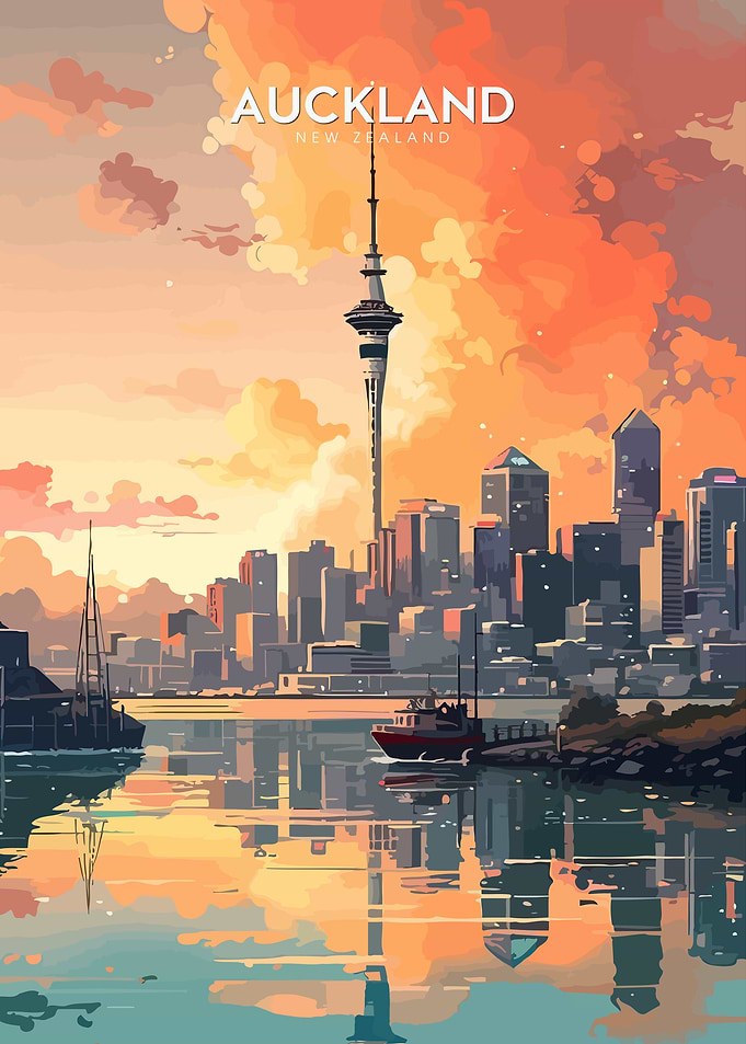 Auckland Skyline Sunset