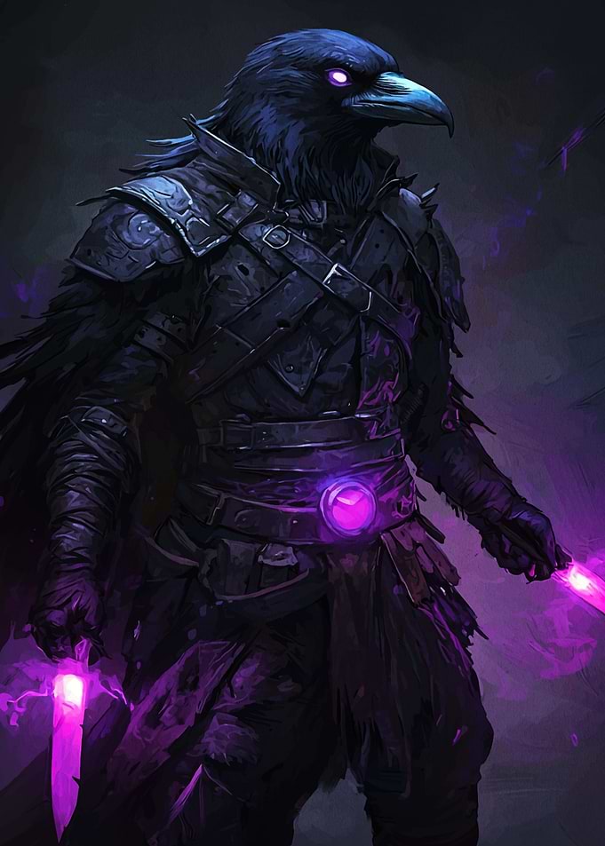 Raven Warrior with Magic Daggers
