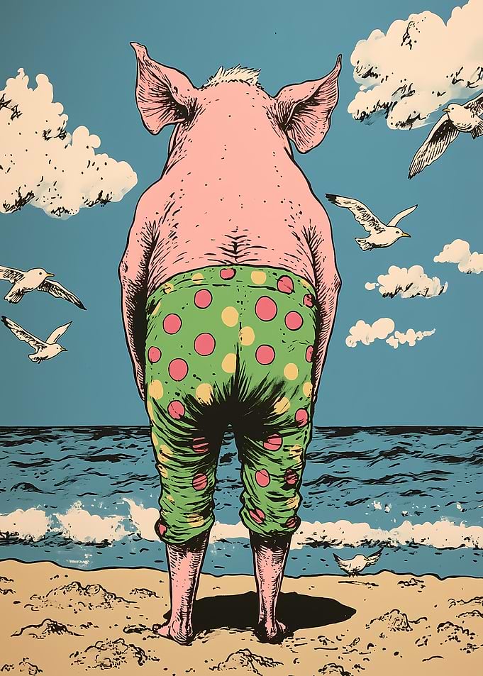 Pig at the Beach